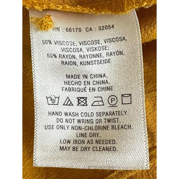 Maeve Anthropologie Top Women 2 Brearly Cold Shoulder Marigold 3/4 Sleeve Ruffle - Picture 8 of 9